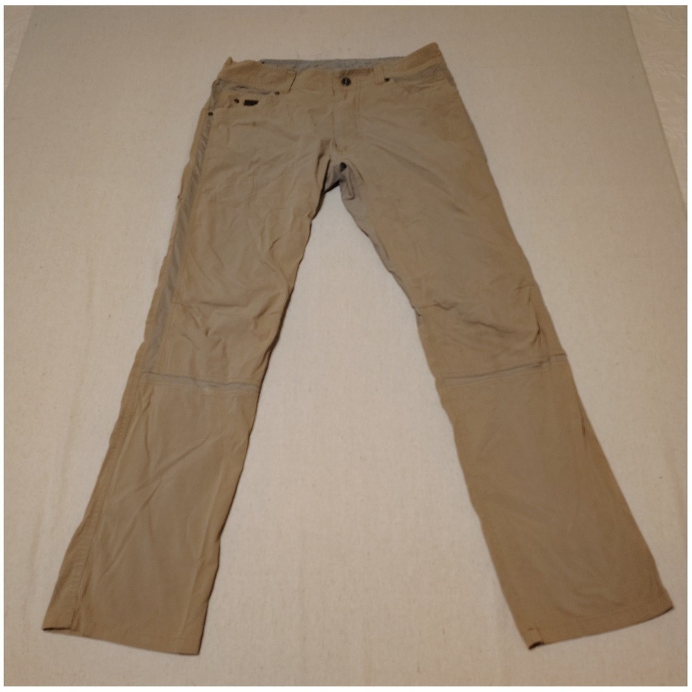 Kuhl Radikl Khaki Tan Hiking Pants Mens 34x32 Exoskeleton Articulated Knee
